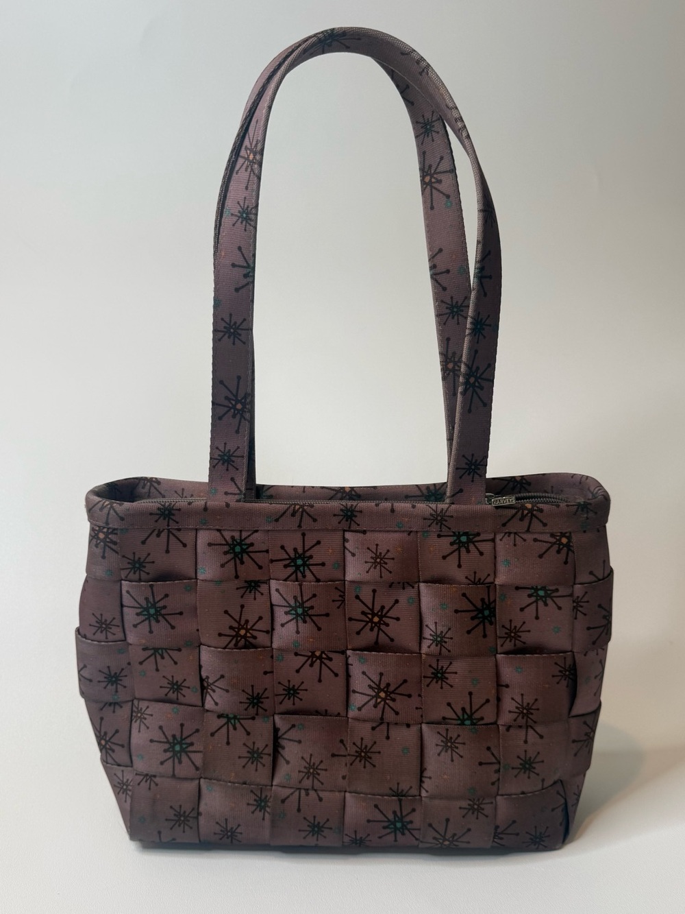Vintage Harveys Seatbelt Bag Tote Stardust Retro Print Handbag